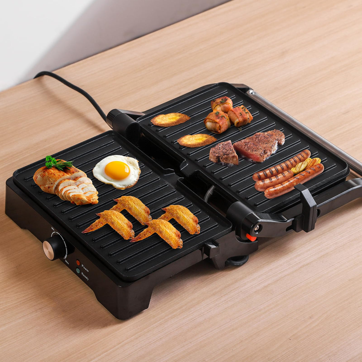 UVFAST Panini Press Grill folds flat for compact storage and quick setup