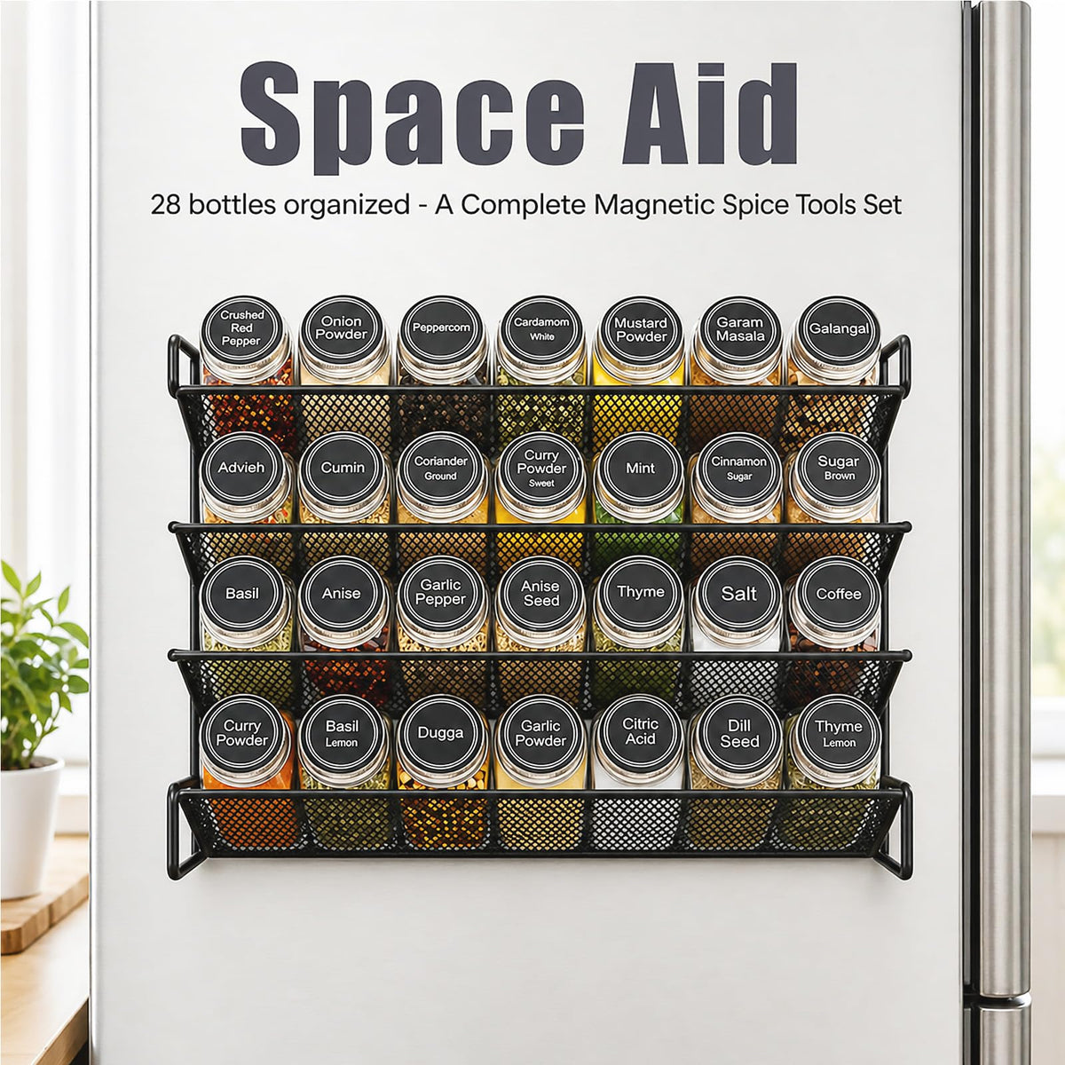 UVIAHOMI 28-jar capacity spice rack keeps spices organized