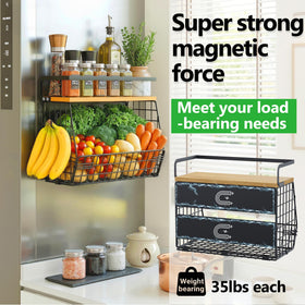 UVIAHOMI fridge magnetic spice rack holds spices securely on metal surfaces.