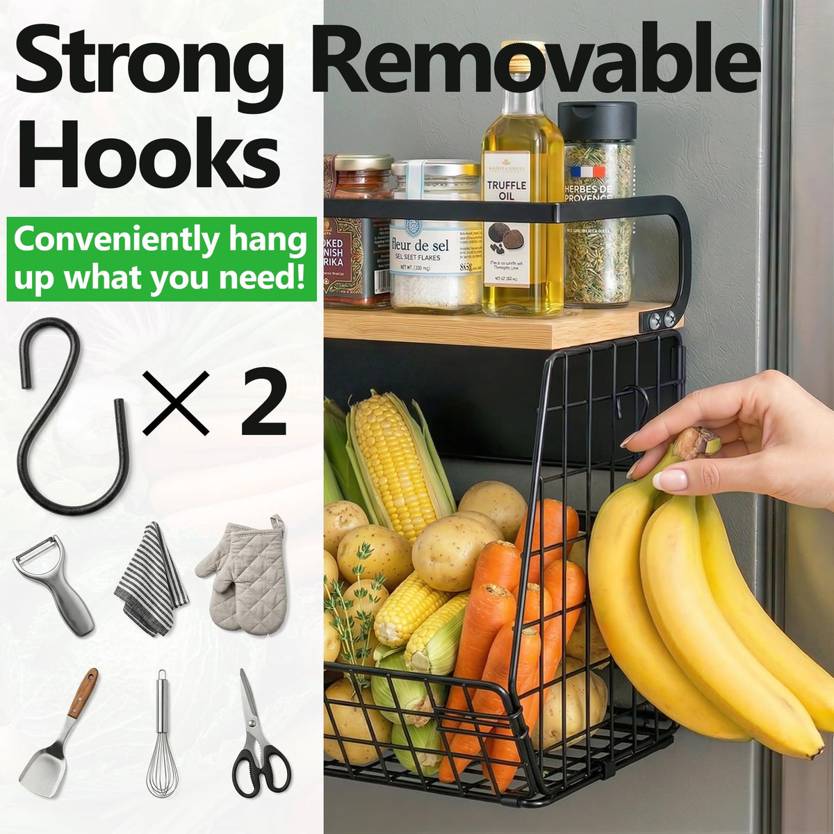 UVIAHOMI large capacity fridge basket stores bulky items neatly.