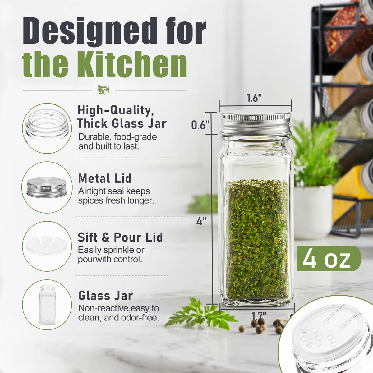 UVIAHOMI premium steel and thick glass jars with modern design