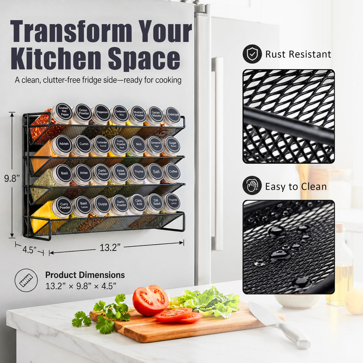 UVIAHOMI strong magnets secure the rack to the fridge