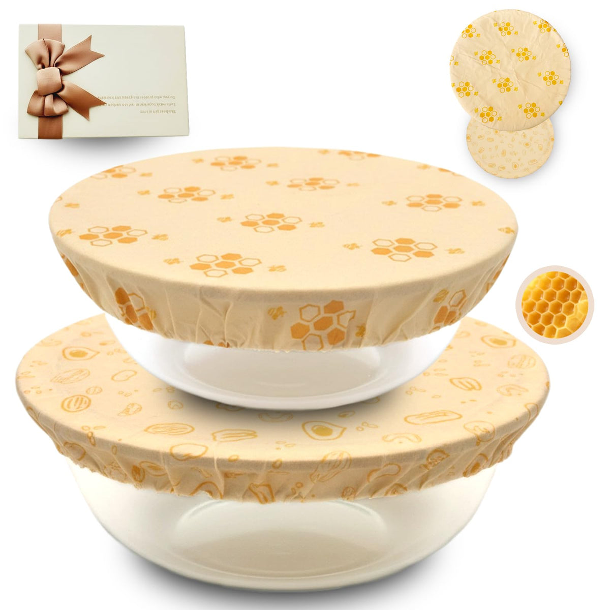 UWANJA beeswax bowl cover fits 10-12 inch bowls securely for less waste.