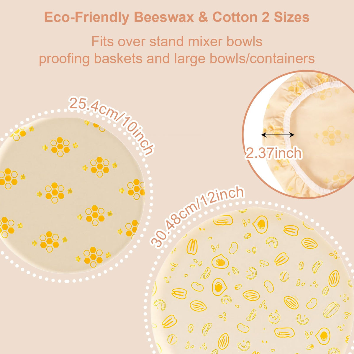 UWANJA beeswax bowl cover elastic edge creates a snug seal on bowls.