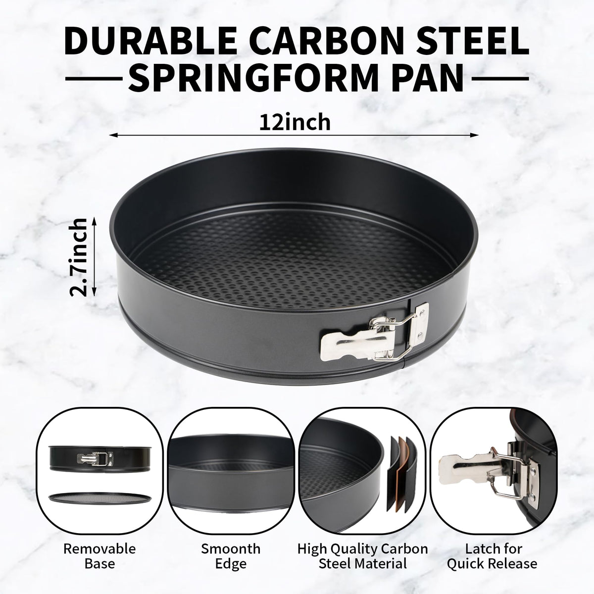 UWILLION nonstick coating on 12inch pan enables effortless unmolding