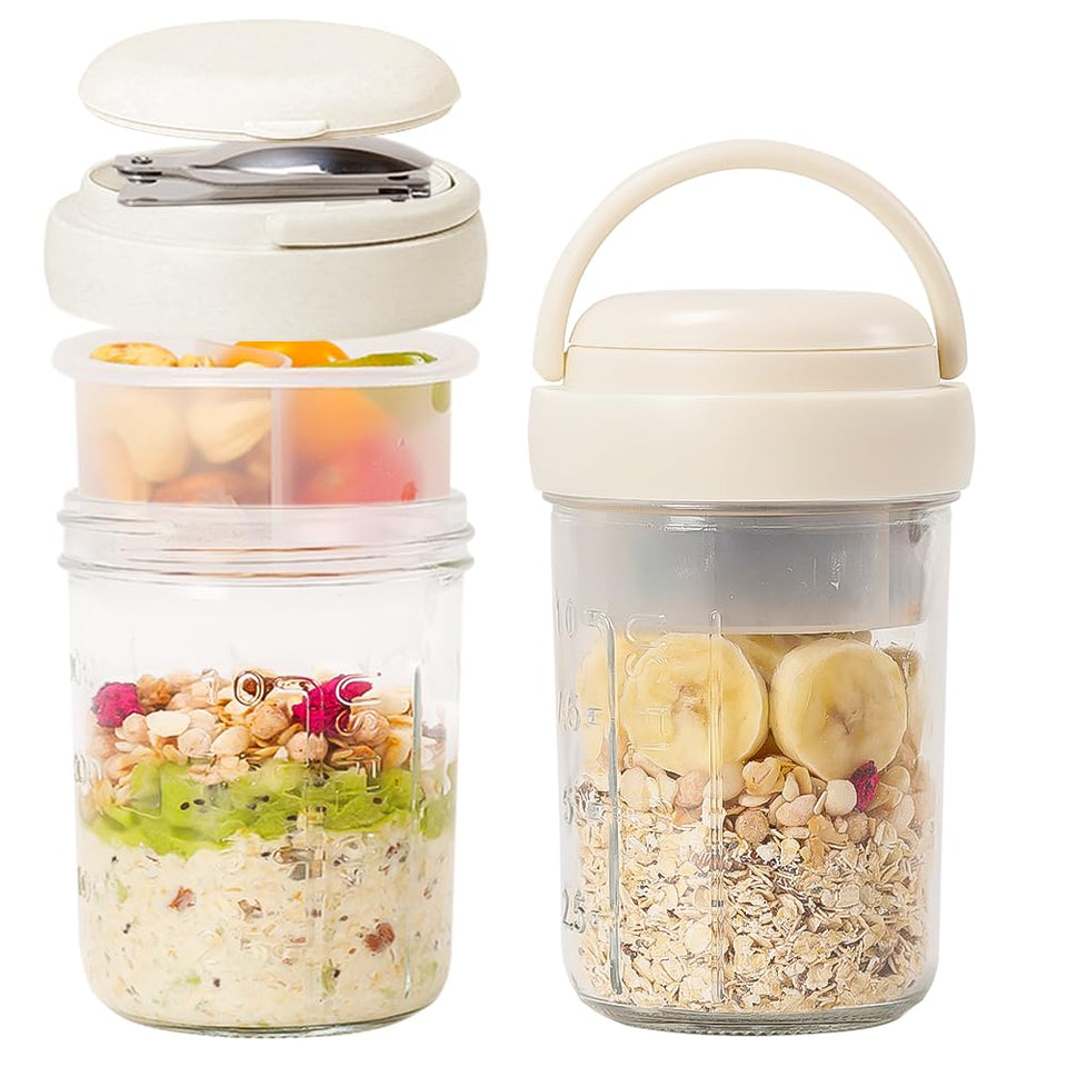 UWILLION overnight oats jar with handle for easy grab-and-go breakfasts