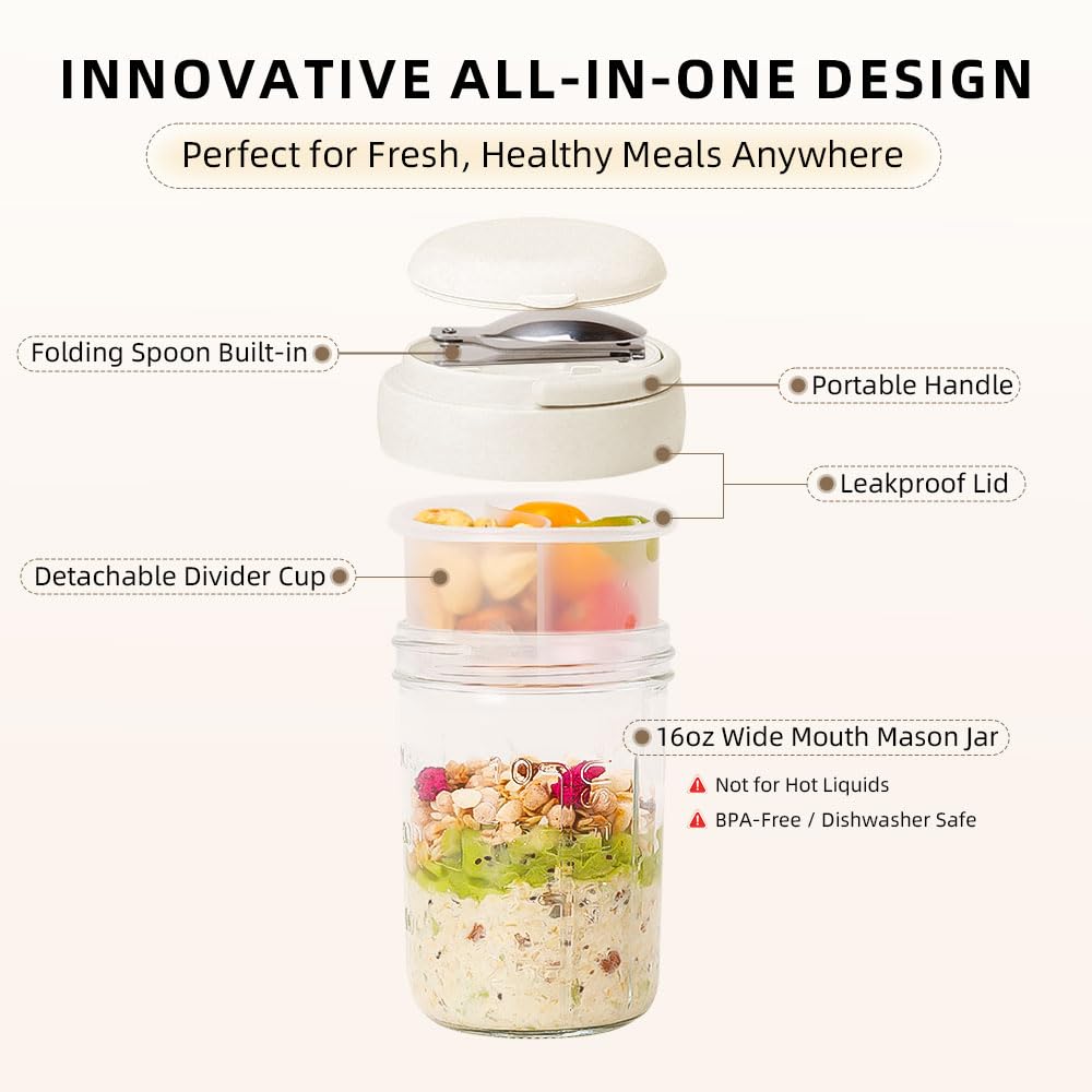 UWILLION glass jar with BPA-free lid and silicone seal for freshness