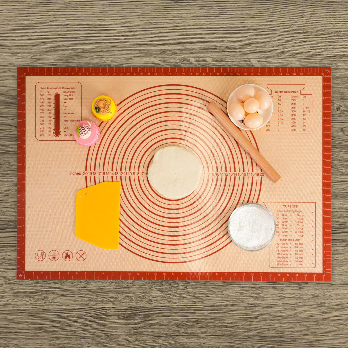 UWILLION silicone pastry mat in use for dough rolling with nonstick surface