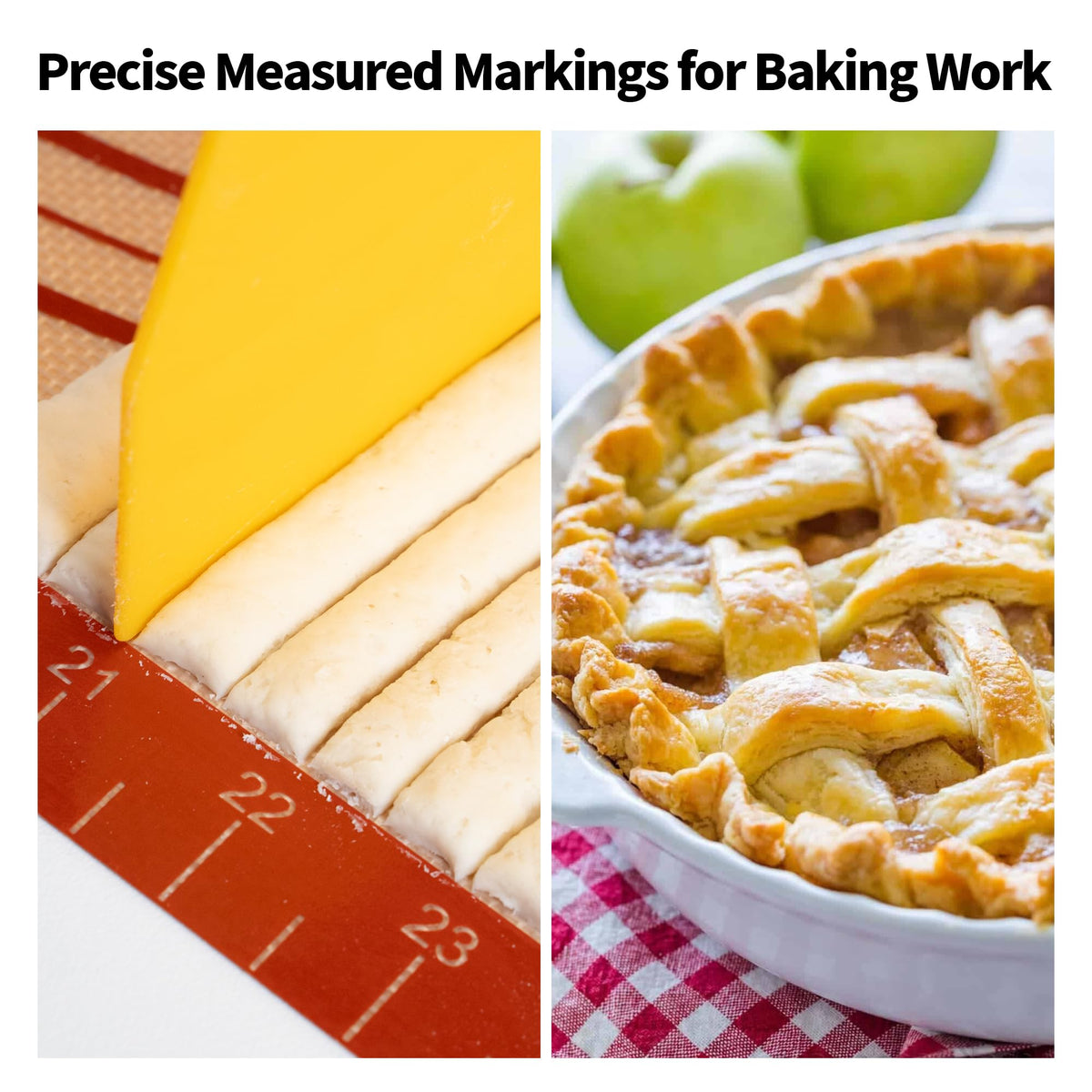 UWILLION pastry mat with measurement marks in inches and cm for precise sizing