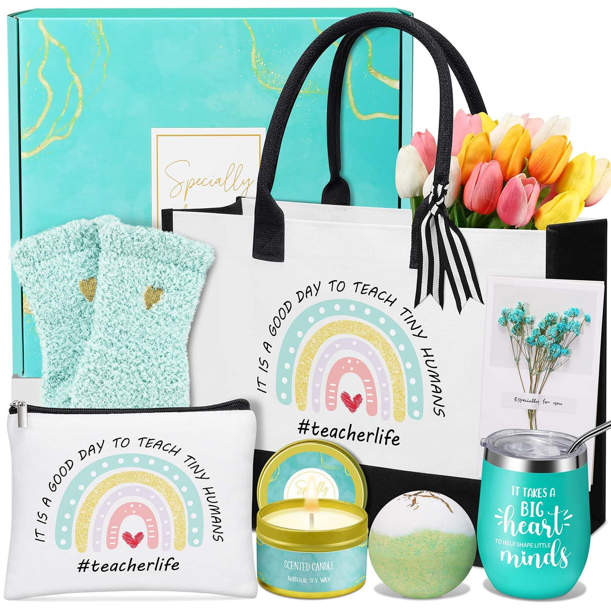 Uwingess teacher gift basket spa-at-home setup for relaxation and appreciation