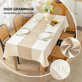 UWWGKK Nordic Beige tablecloth drape adds elegant, refined dining ambiance.