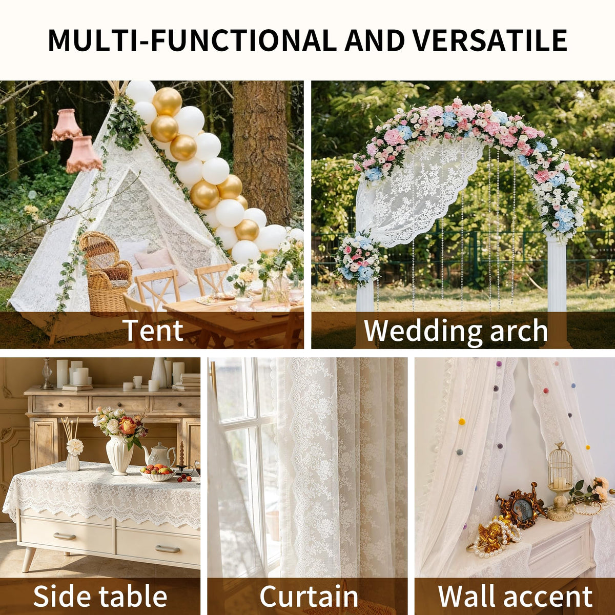 UWWGKK wedding tablecloth features delicate hollow patterns for retro elegance.