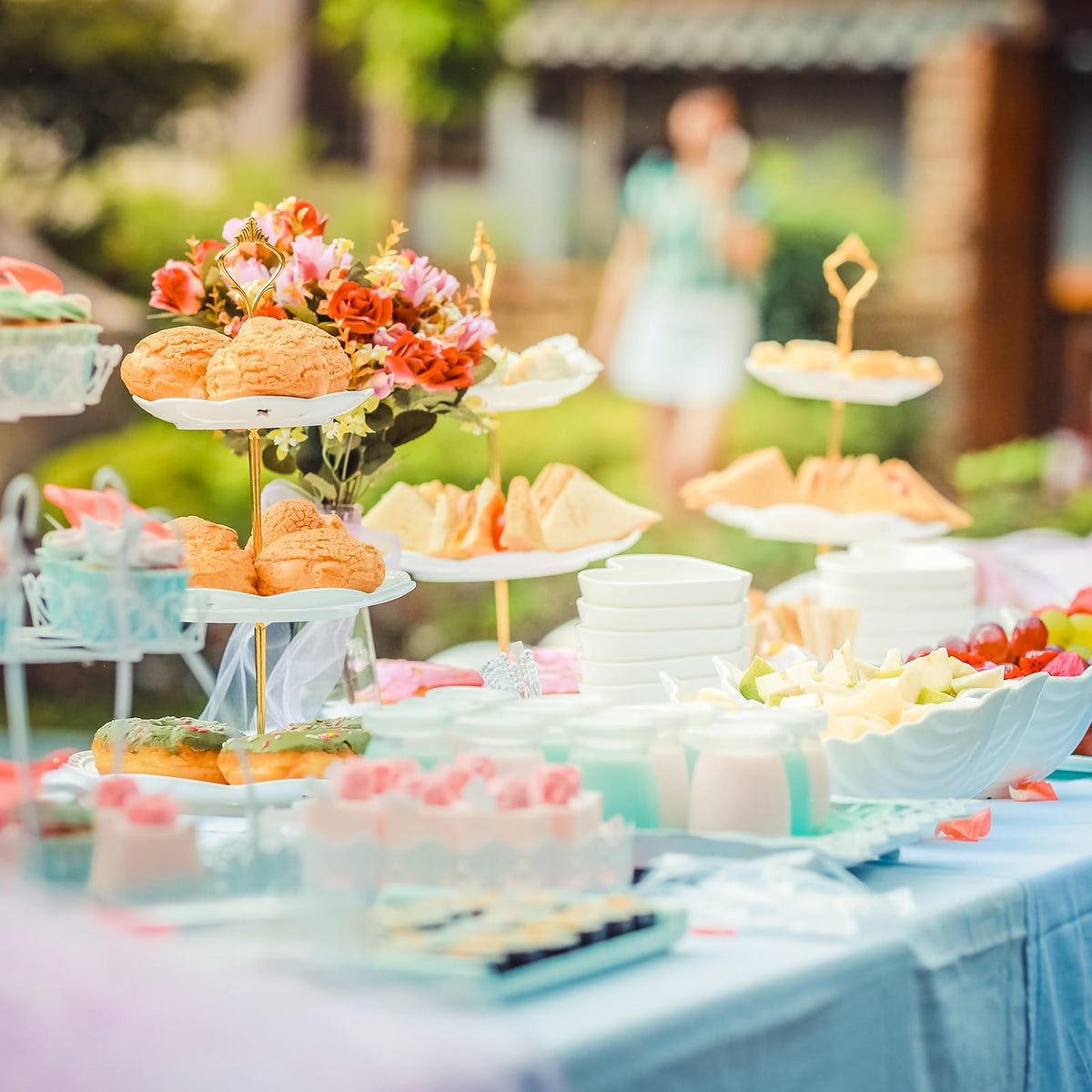 uxcell 3-tier stand fittings suitable for plates, fruits, and snacks.