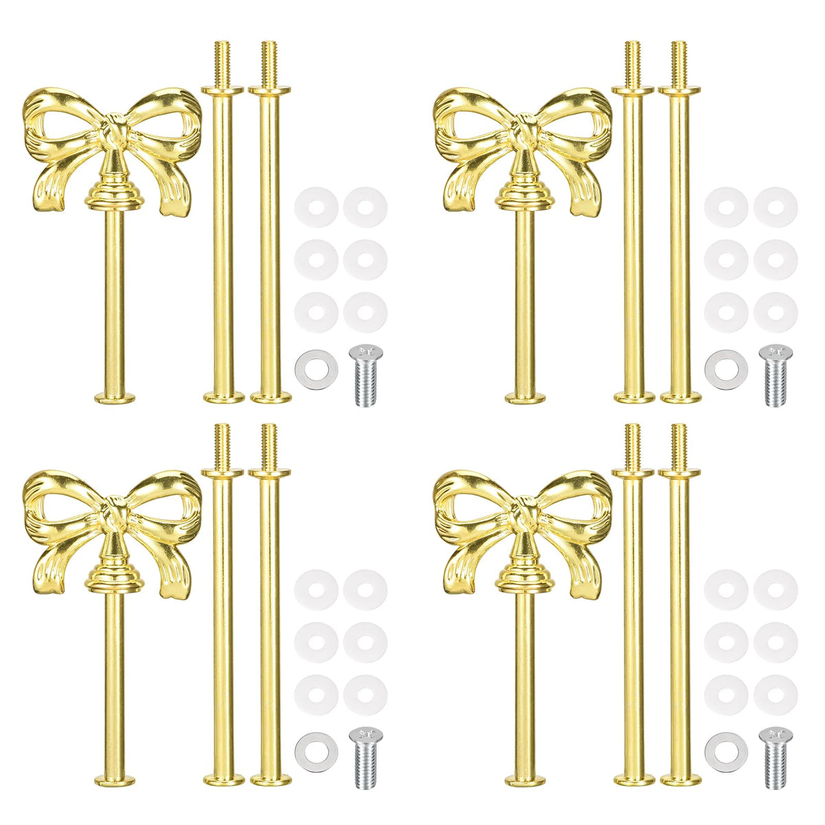 uxcell bow-knot gold cupcake stand handle set enhances elegant dessert presentation.