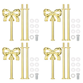 uxcell bow-knot gold cupcake stand handle set enhances elegant dessert presentation.