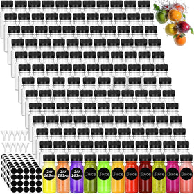 UZLU 165-pcs 2oz bottles with black caps for portable, leak-proof storage.