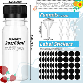 UZLU clear ginger-shot containers with easy identification of contents.