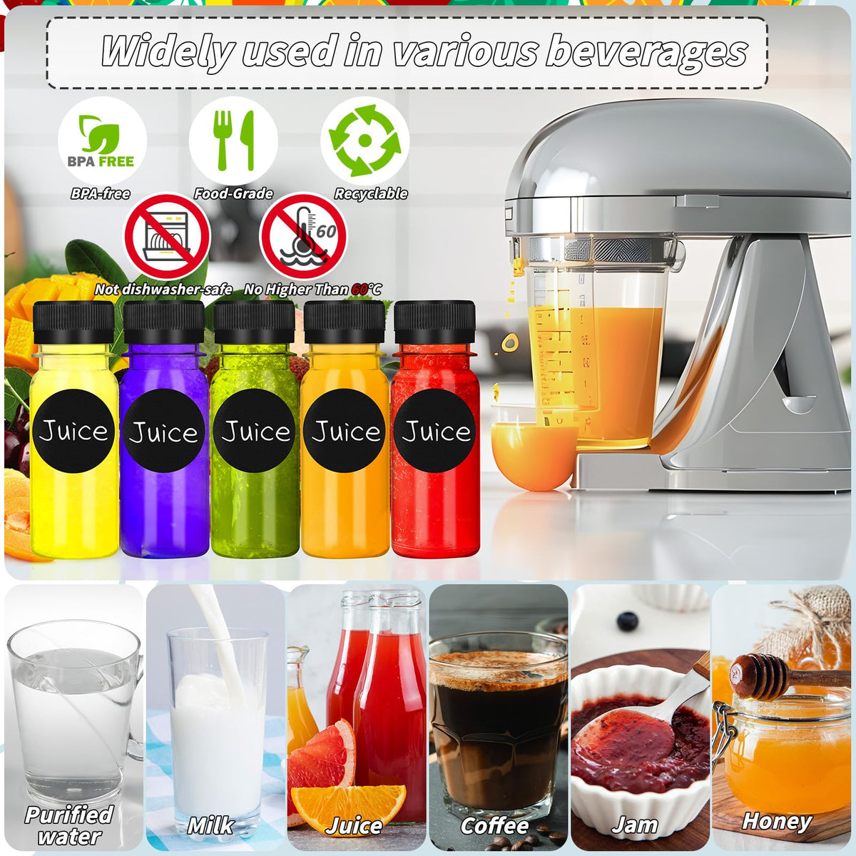UZLU labeled bottles enable quick drink identification at a glance.