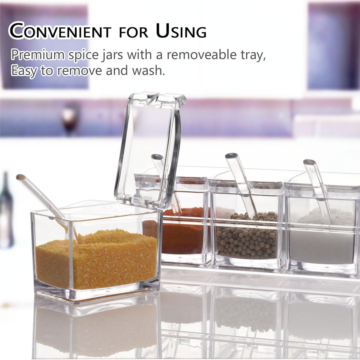 V RESOURCING Clear Seasoning Box anti skid base keeps spices stable