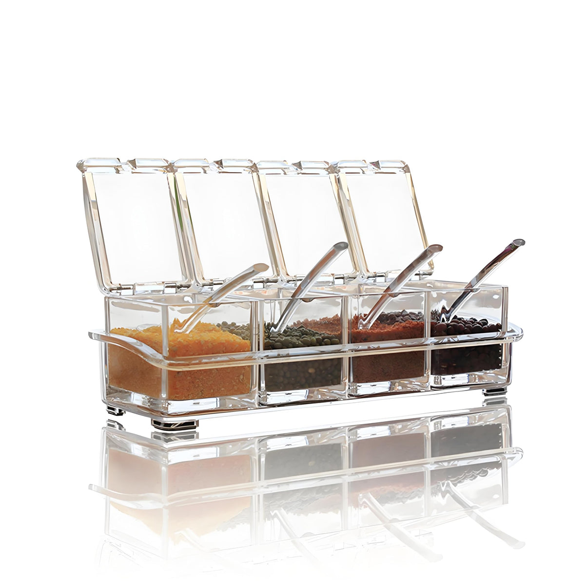 V RESOURCING Clear Seasoning Box four-compartment layout for organized spices