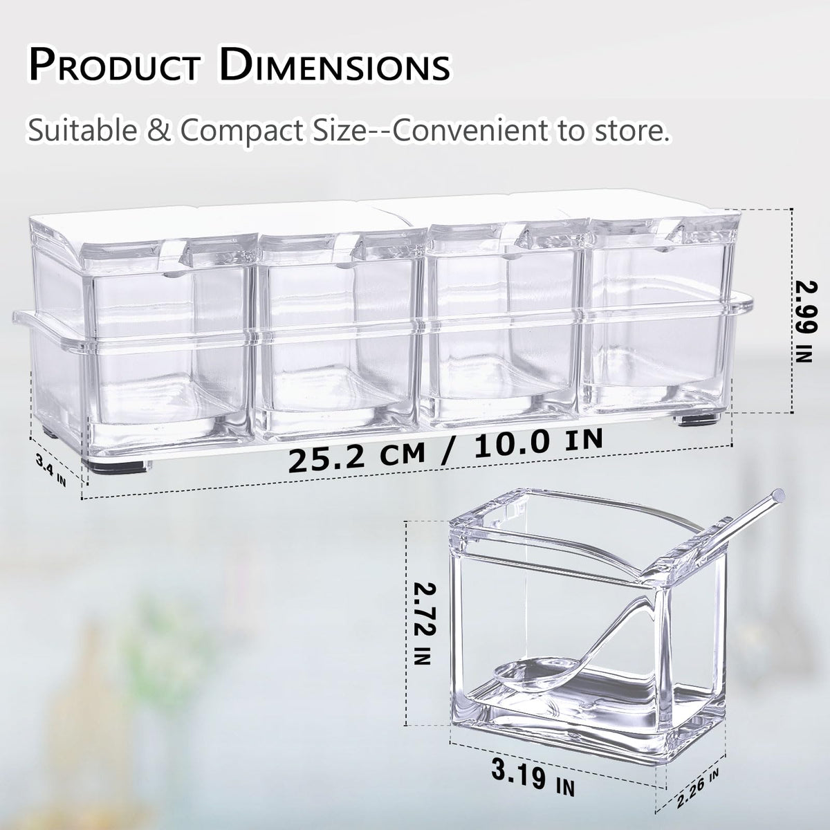 V RESOURCING Clear Seasoning Box with included spoons for easy serving