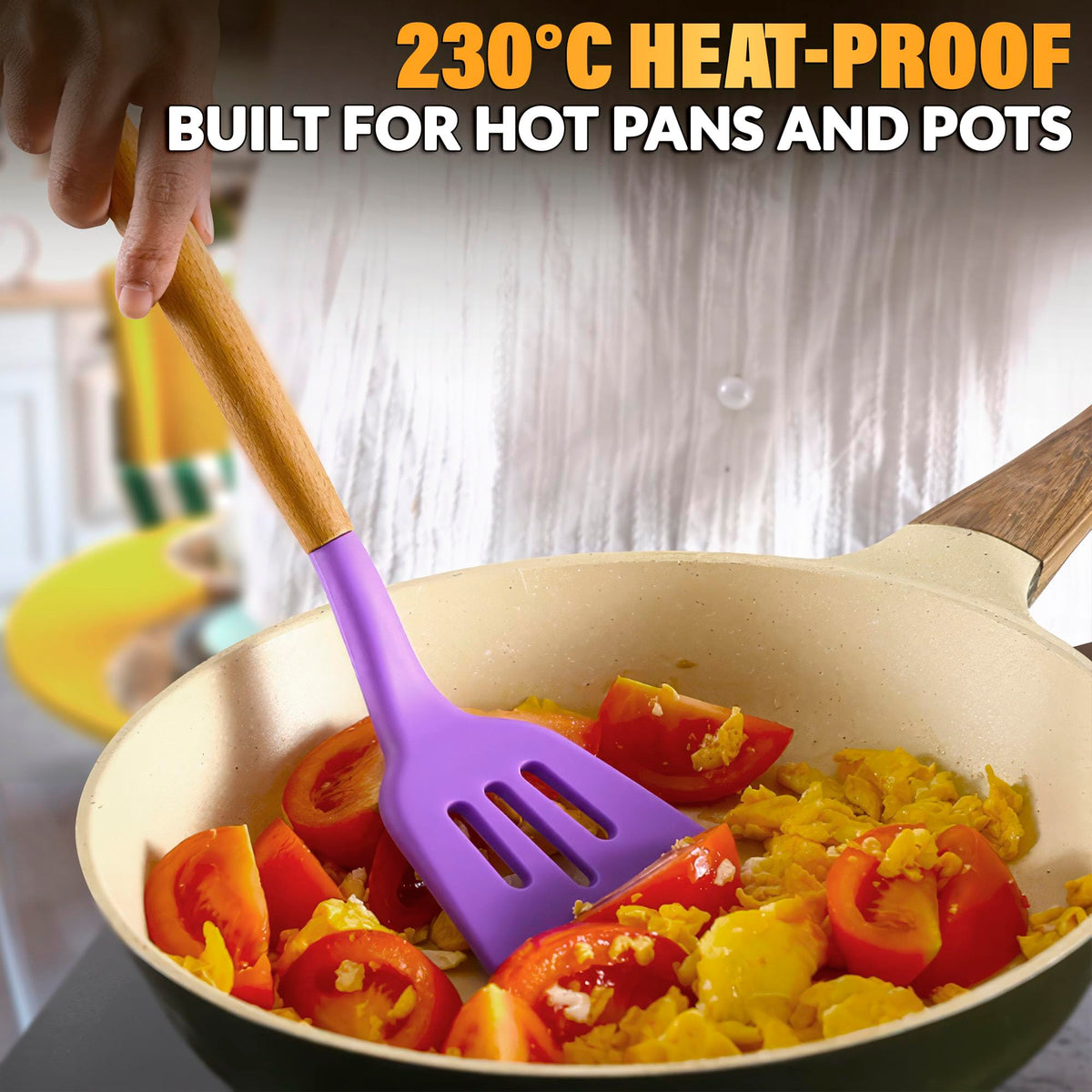 V TOWER purple beech-handled utensils stay sturdy and fade-resistant.