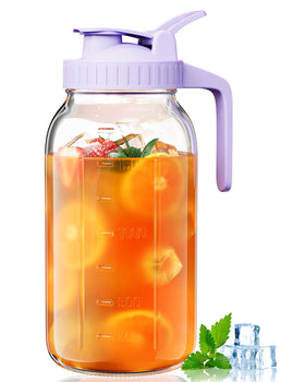 VA1KENE 64oz glass mason pitcher with lid for airtight storage