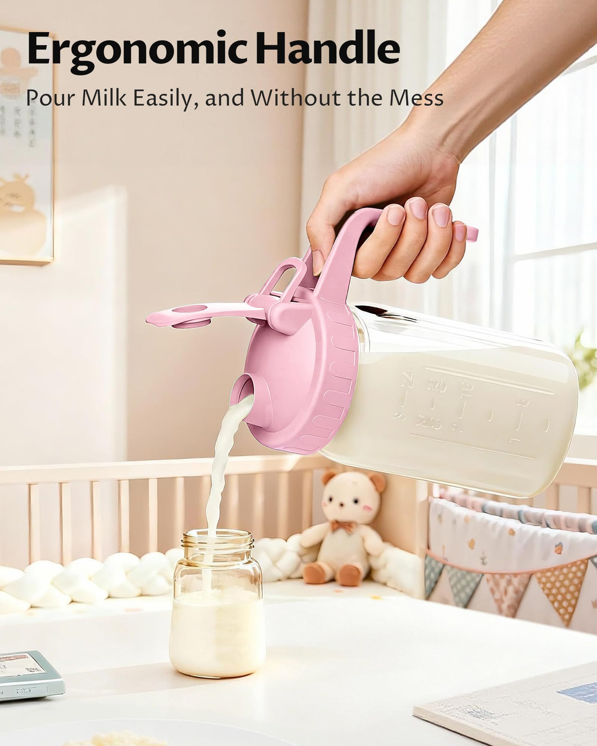 VA1KENE food-grade glass dishwasher-safe pitcher for quick cleanup