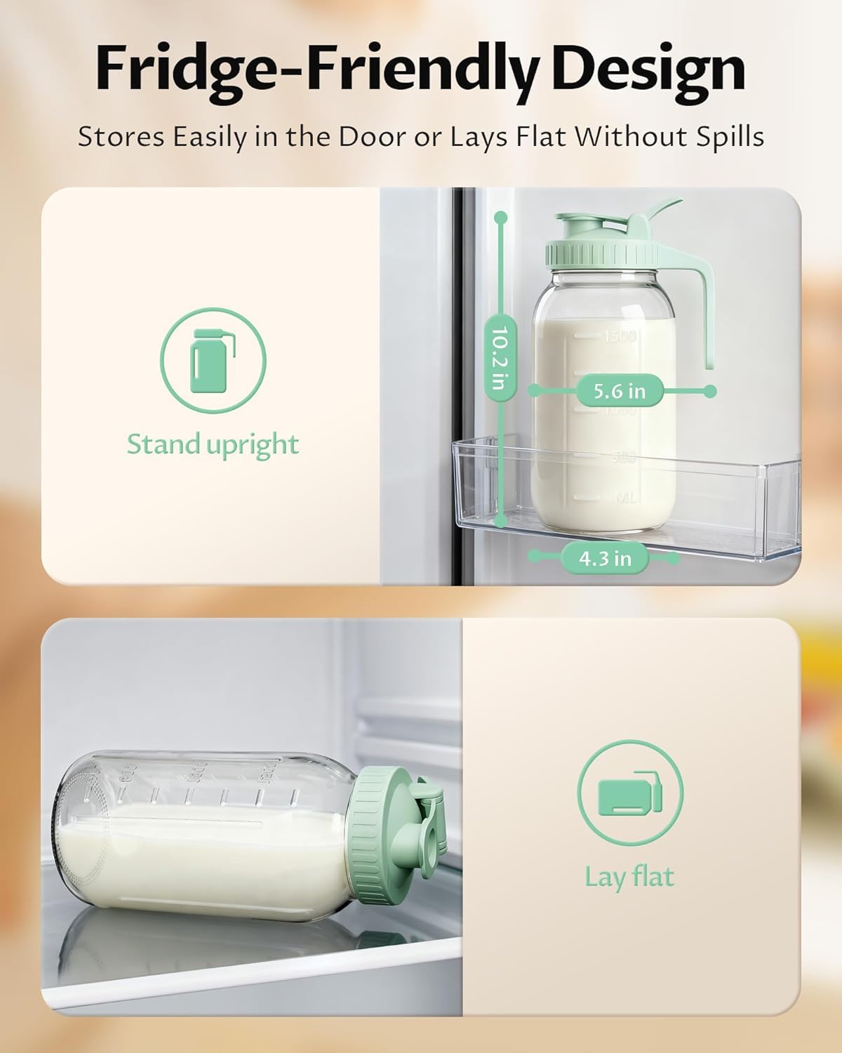 VA1KENE fridge-friendly pitcher keeps drinks fresh in fridge or pantry.