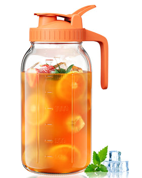 VA1KENE glass pitcher with airtight lid and wide mouth for fresh beverages