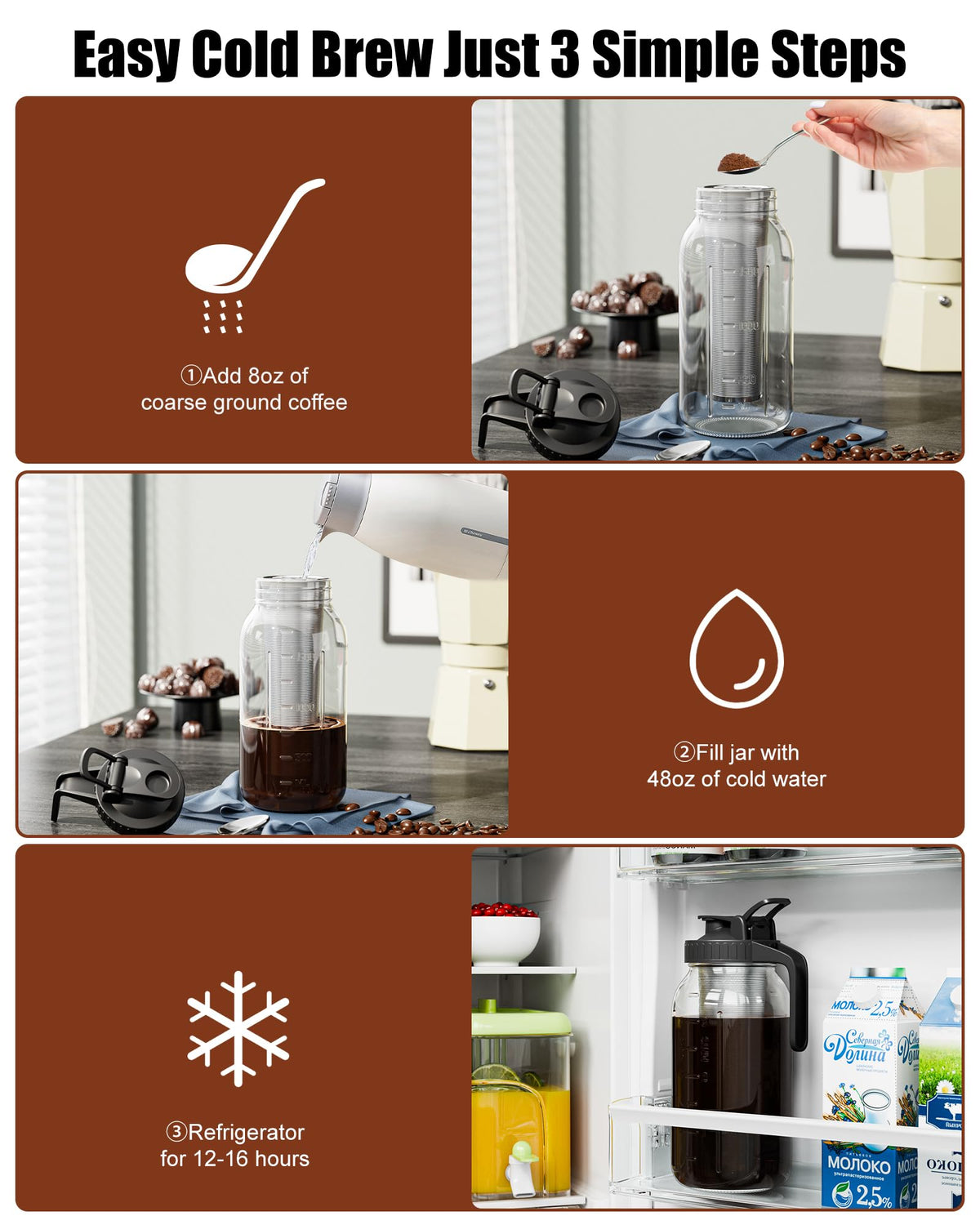 VA1KENE leak-proof lid prevents spills in fridge or carry