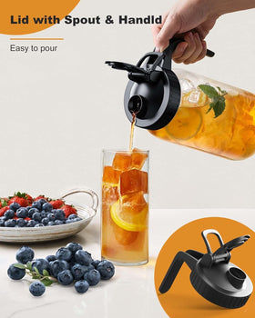 VA1KENE Mason Jar Pitcher pour spout demonstrates easy pour design for smooth, controlled pouring