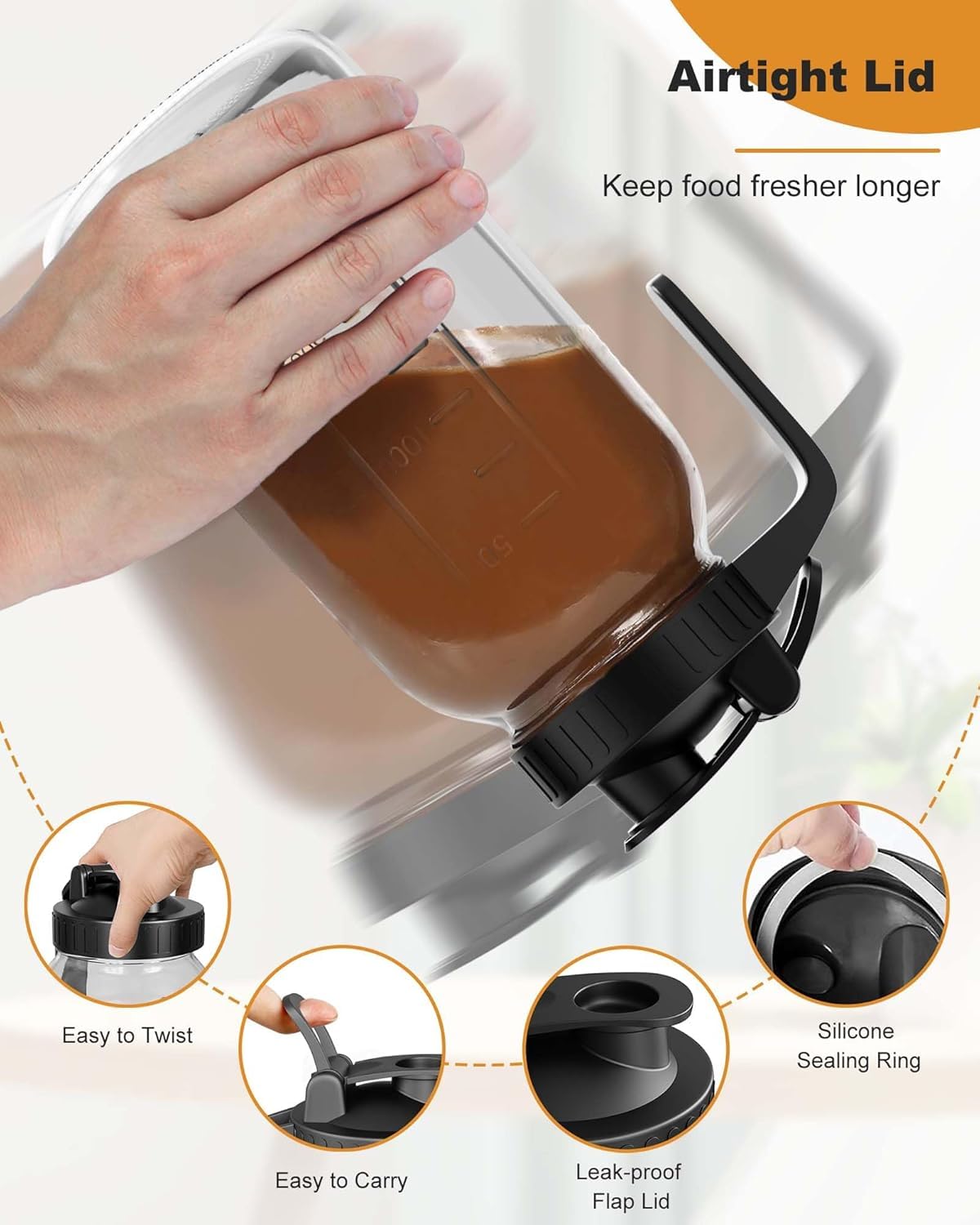 VA1KENE Mason Jar Pitcher glass body emphasizes BPA-free heavy duty construction