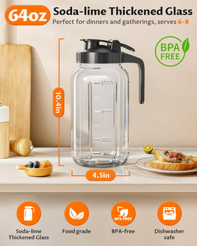 VA1KENE mason jar pitcher flip-cap spout for easy, mess-free pouring.