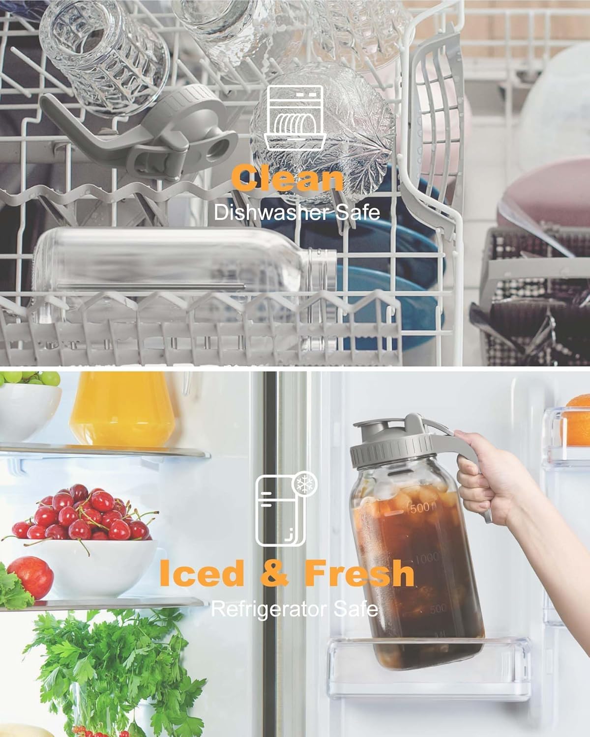 VA1KENE pitcher is dishwasher-safe and BPA-free for simple cleaning.