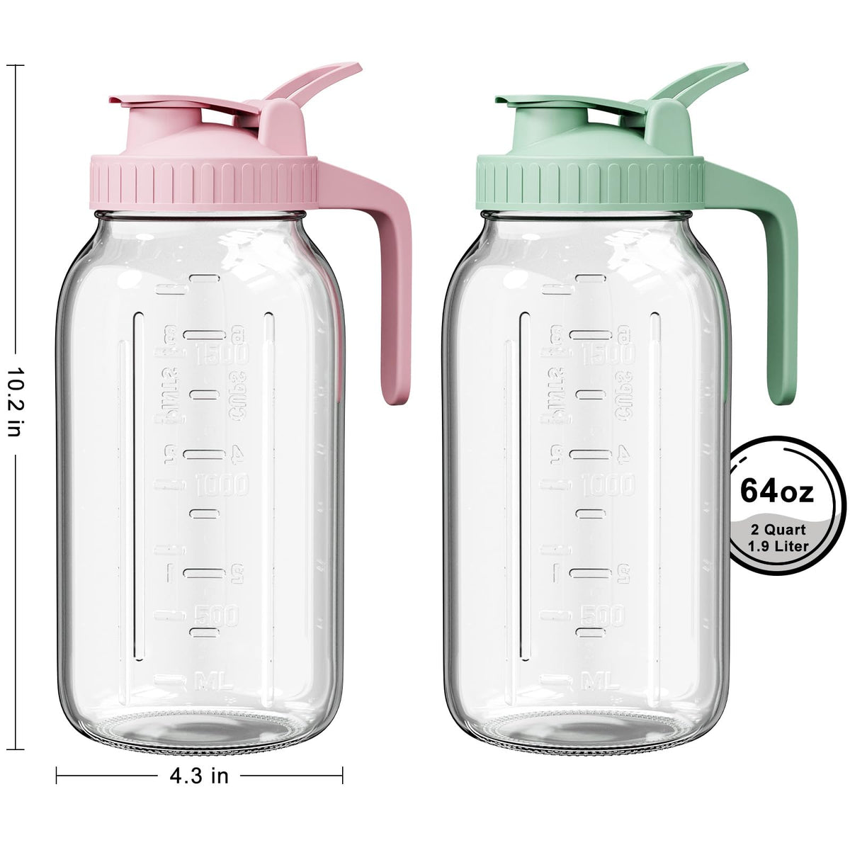 VA1KENE wide-mouth mason jar pour-spout enables controlled, spill-free pouring for beverages.
