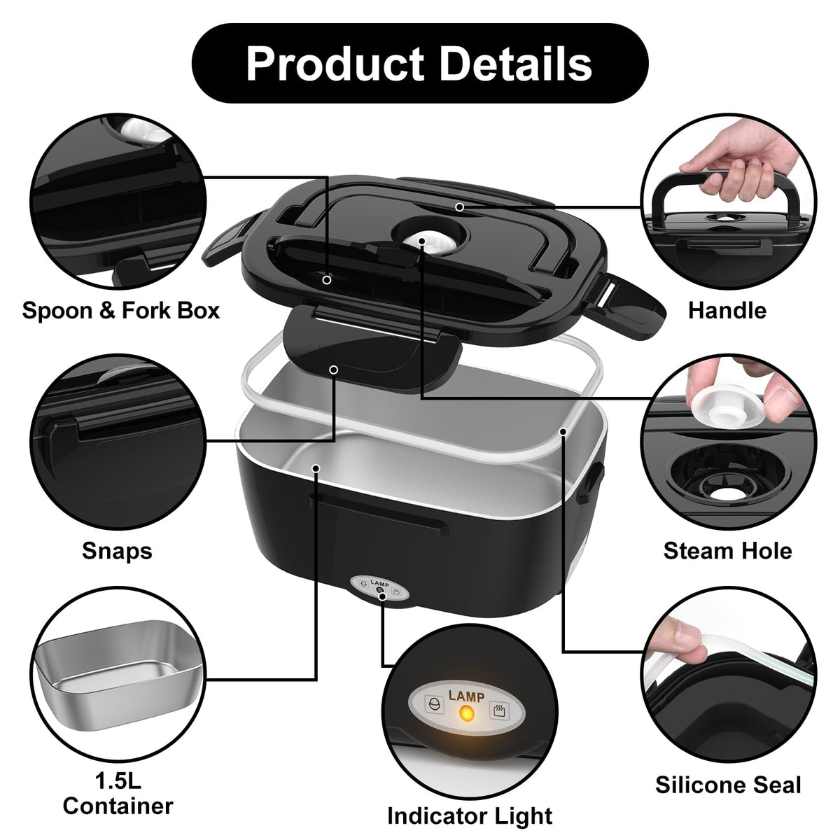 Vabaso Electric Lunch Box removable container keeps portions fresh and easy to clean.