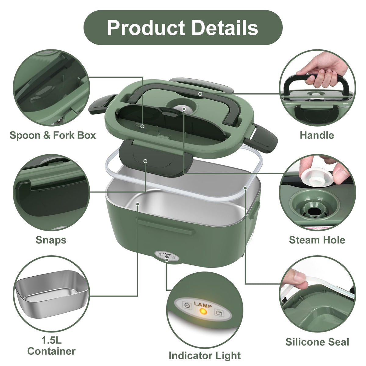 Vabaso leak-proof lid seals to prevent spills during travel.