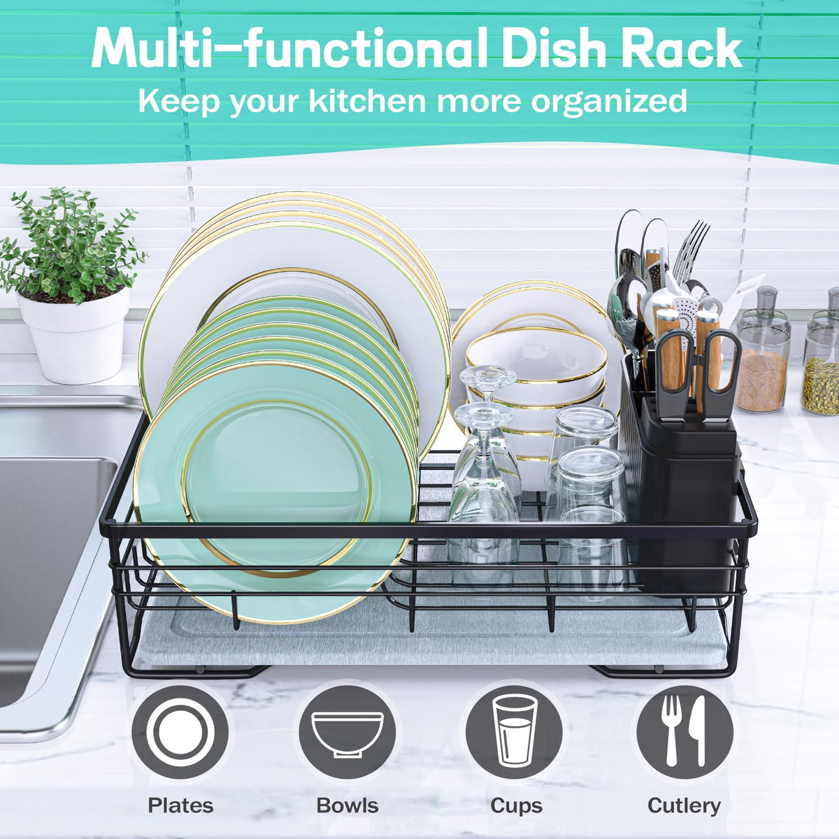 VABNEER countertop drying rack, compact design fits small kitchens.