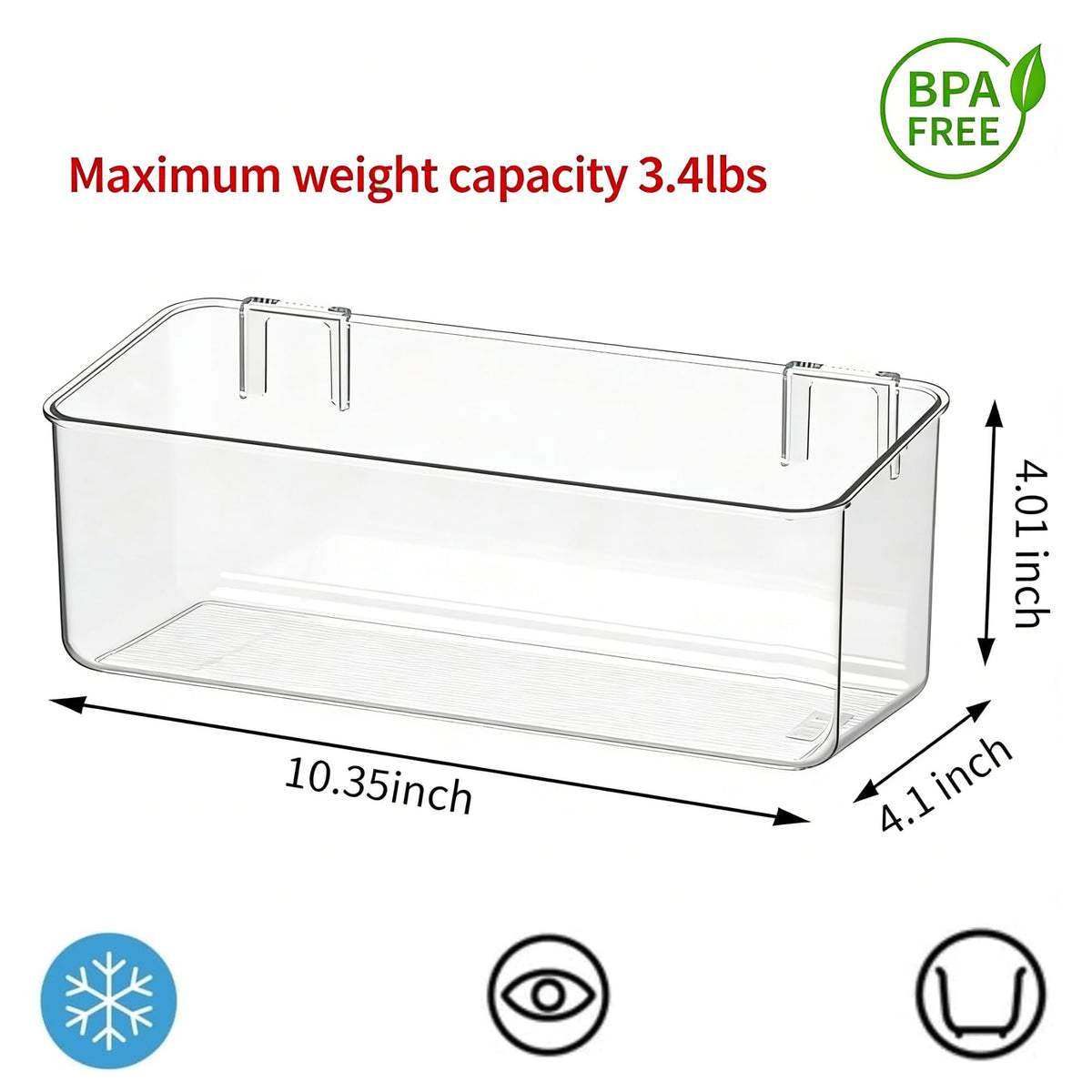 Vacane clear plastic bin for easy visibility of contents.