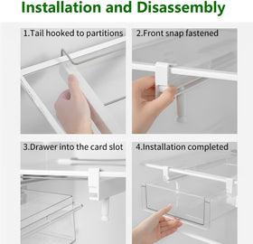 Vacane fridge drawer glass-shelf compatibility keeps shelves tidy.