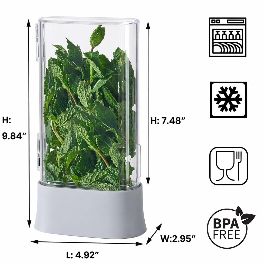 Vacane Herb Keeper compact design fits on fridge door or shelf