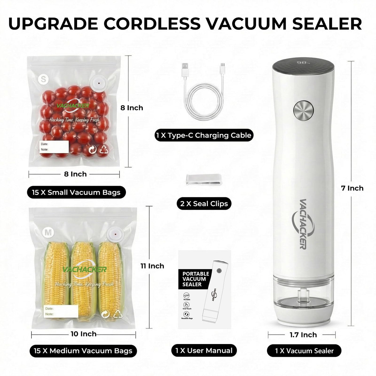 Vachacker starter kit includes 30 reusable bags for immediate use.