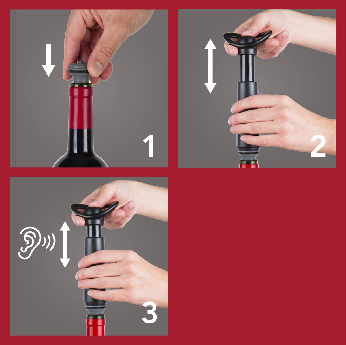 Vacu Vin Concerto BPA-free stoppers ensure safe, durable bottle sealing.
