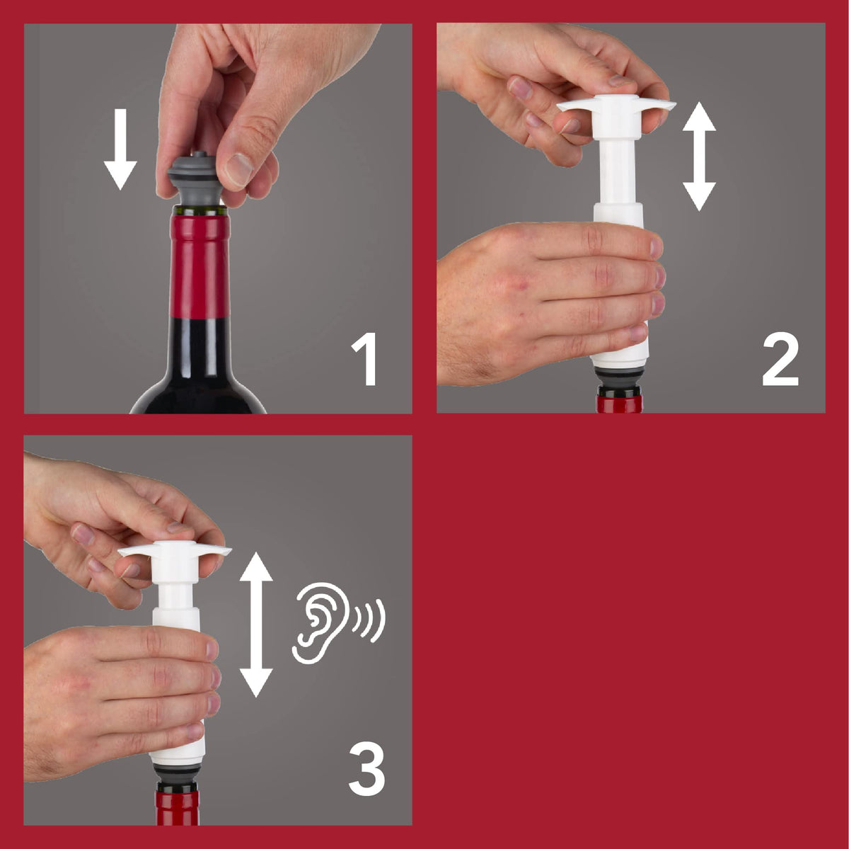 Vacu Vin open bottle preservation keeps wine flavors fresh after pouring.