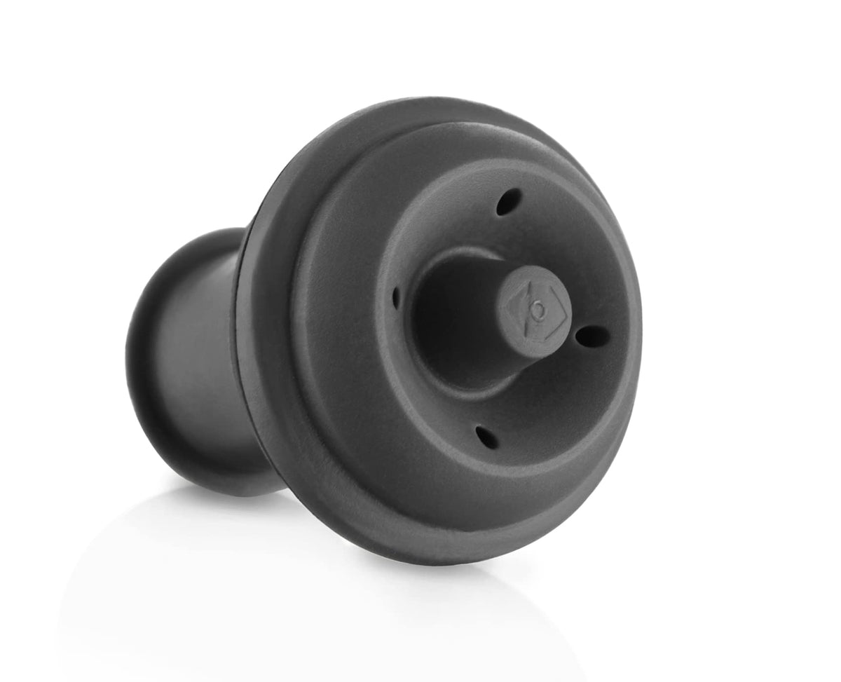 Vacu Vin gray stopper fits most standard wine bottles.