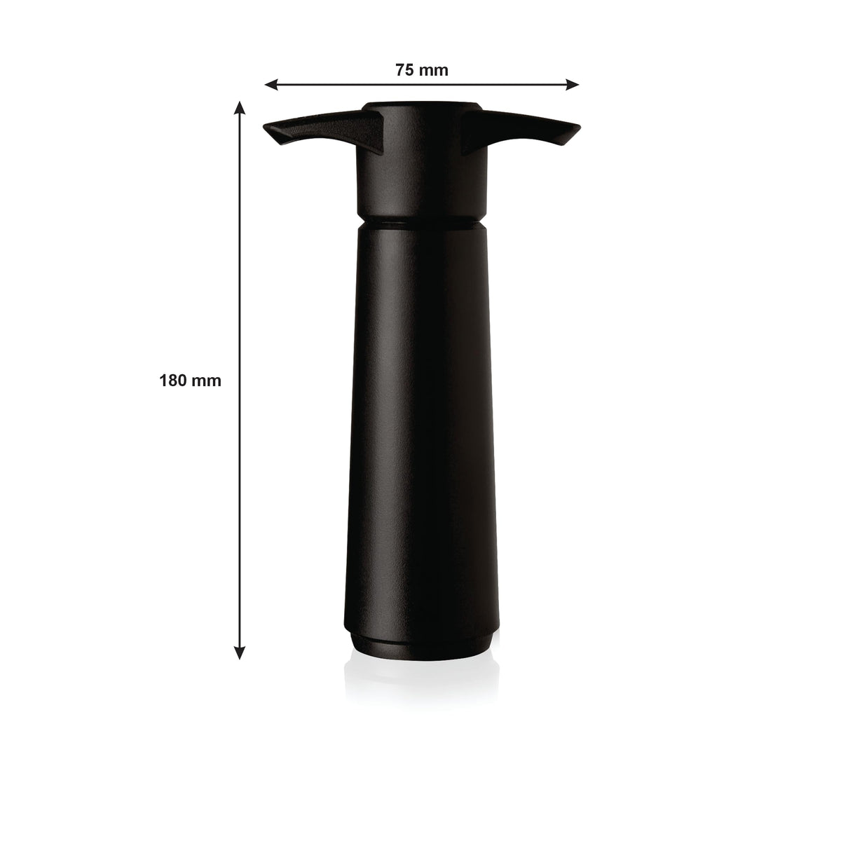 Two grey Vacu Vin stoppers seal the bottle and prevent oxidation.