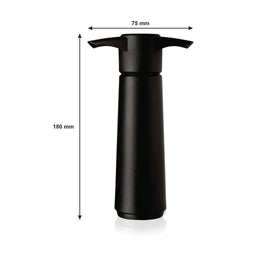 Two grey Vacu Vin stoppers seal the bottle and prevent oxidation.