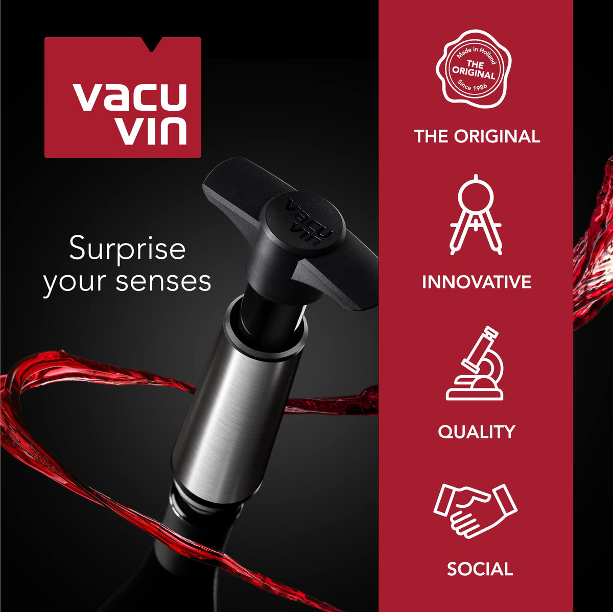 Vacuvin gray stopper with black plastic ring detail at the top.