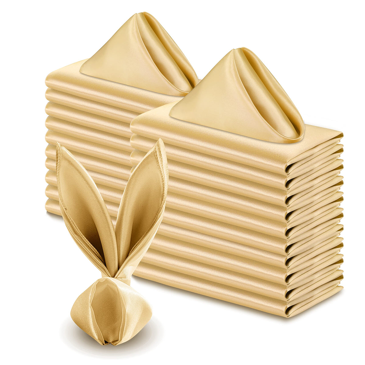 VACVELT gold satin napkins 17x17 inches for wedding table decor